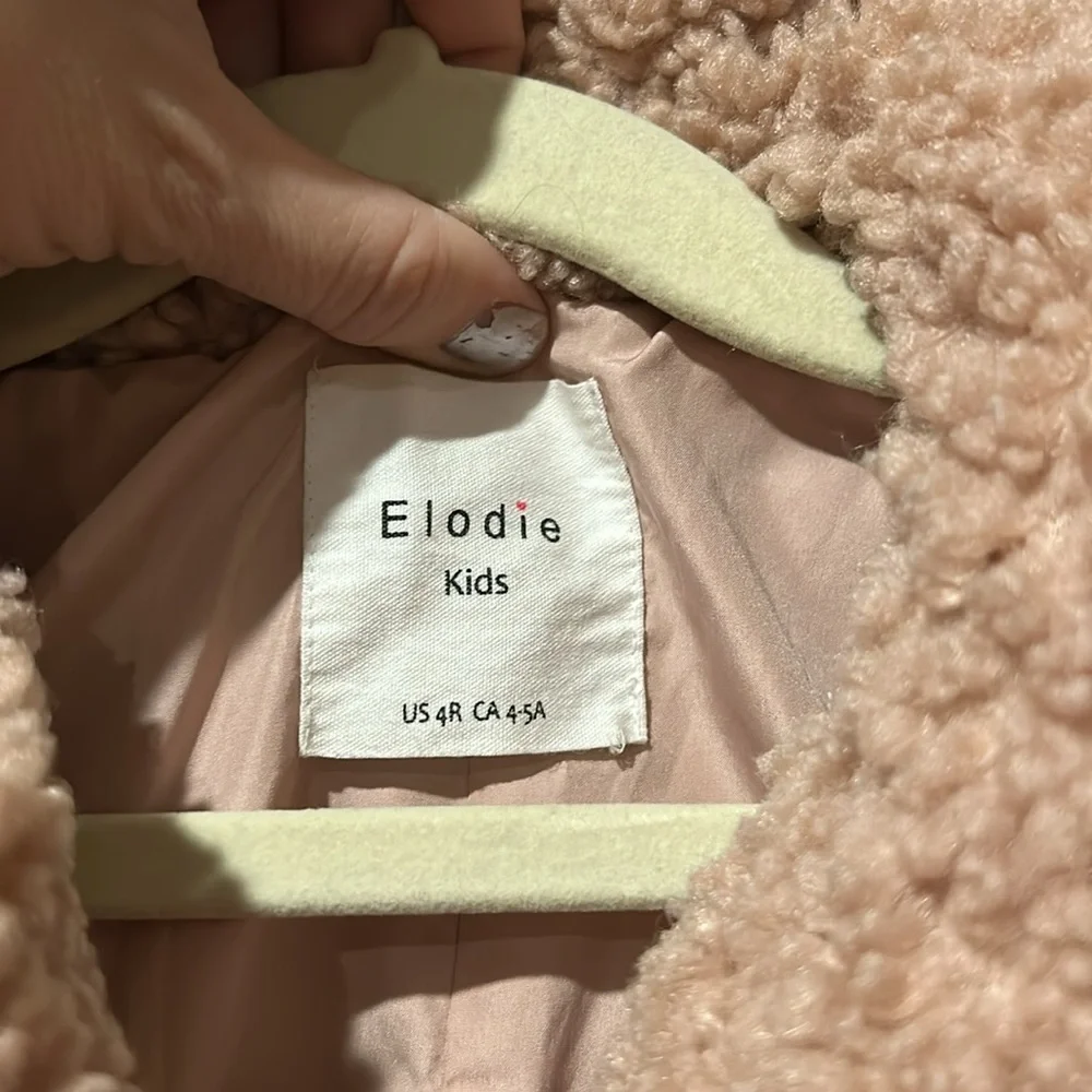 Elodie kids blush pink Sherpa fleece peacoat jacket 4T